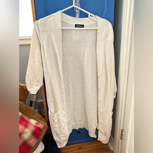 Long White Half-Sleeved Cardigan